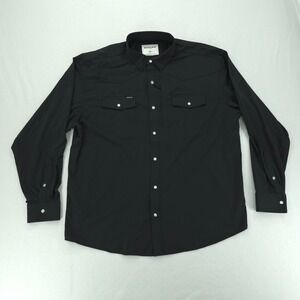 Poncho Shirt Mens XL Black Regular Fit Pearl Snap Western Fishing Vented